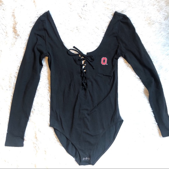 PINK Victoria's Secret Tops - PINK Ohio State Buckeyes Long Sleeve Body Suit